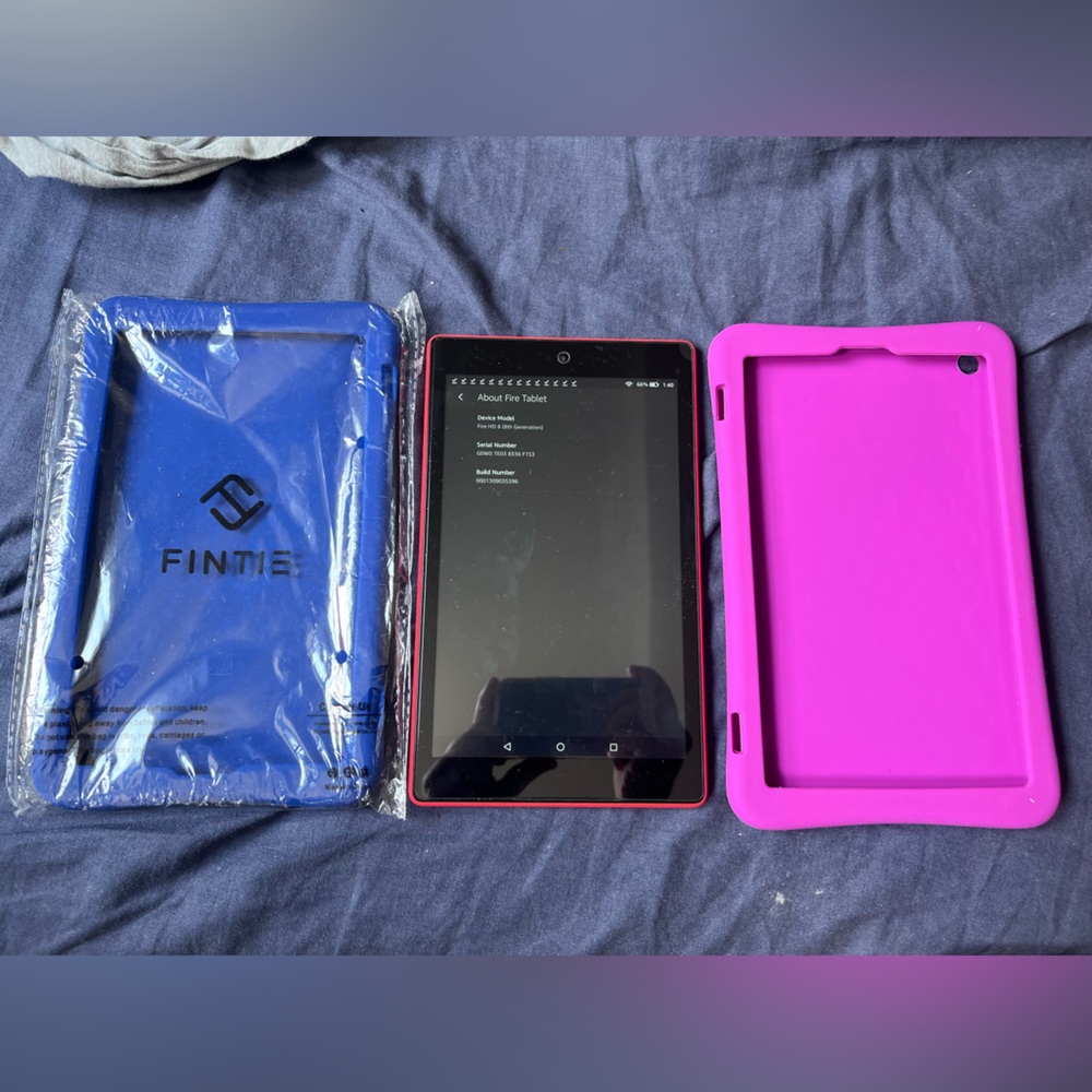 Amazon Fire 8 Tablet 8th generation in Red with two silicone covers - never used